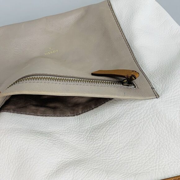 Fossil Vickery Shoulder Bag Crossbody Hobo Purse Leather Cream Colorblock ZB6459 - Picture 8 of 12